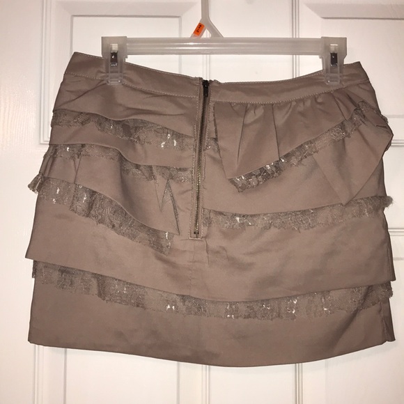 Taupe Ruffle Mini Skirt - Picture 4 of 5